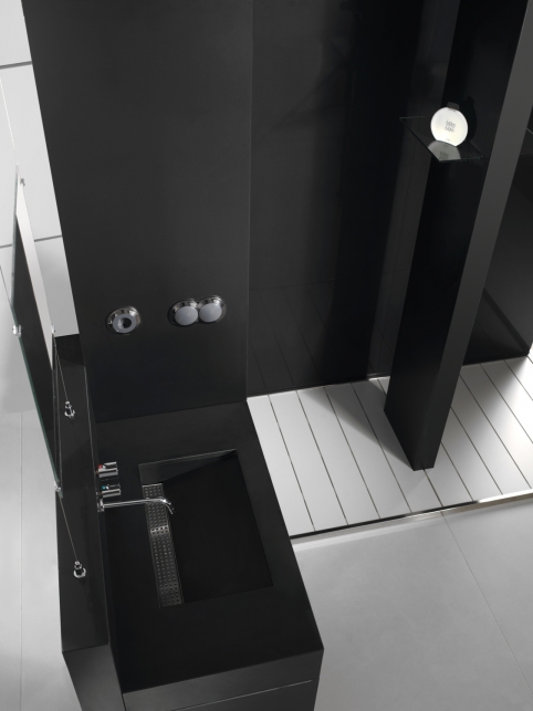 Pared y lavabo Equilibrium Negro Tao Silestone